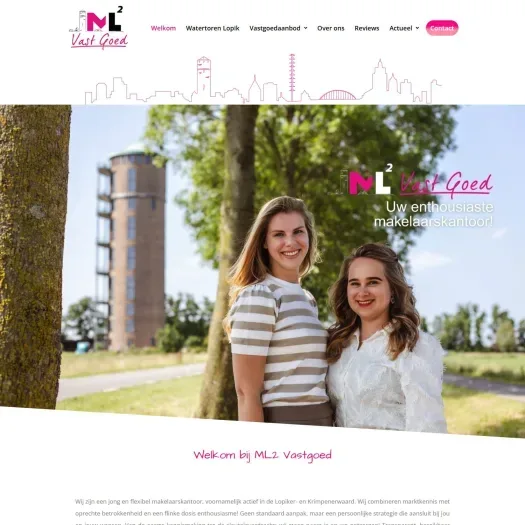 Screenshot van de website van ml2vastgoed.nl