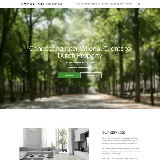 Capture d'écran du site web de www.mlprealestate.nl