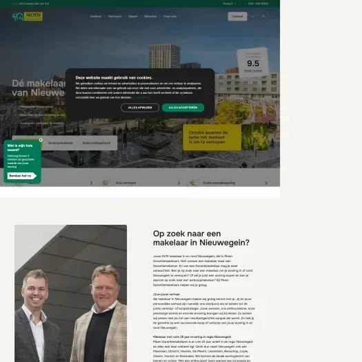 Screenshot van de website van www.moenmakelaars.nl