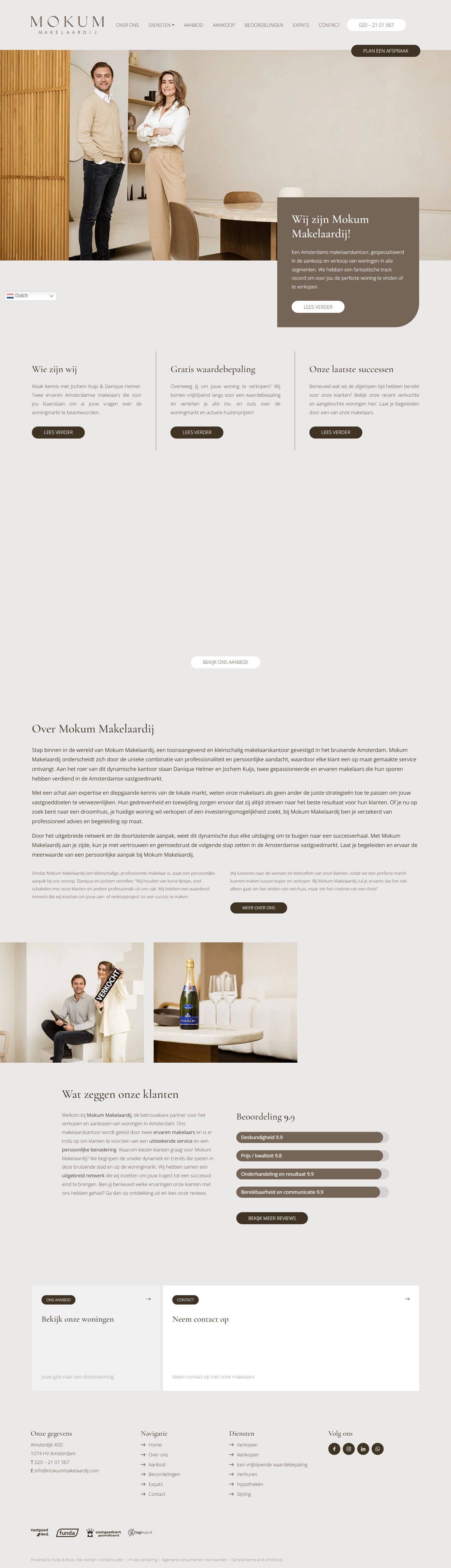 Screenshot der Website von www.mokummakelaardij.com