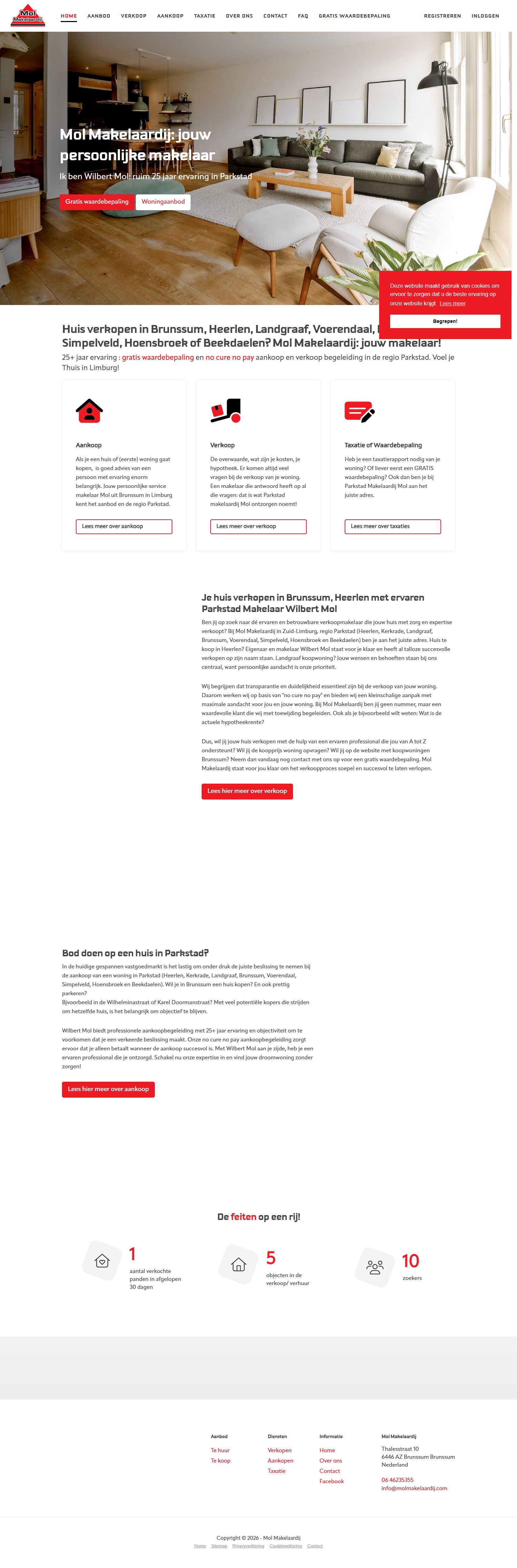 Screenshot der Website von www.molmakelaardij.com