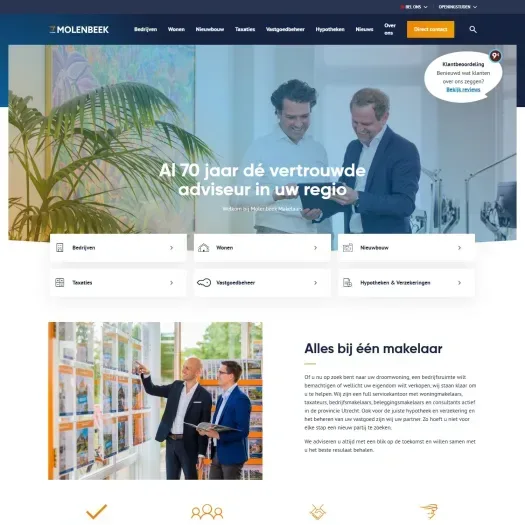 Screenshot of the website of www.molenbeek.nl