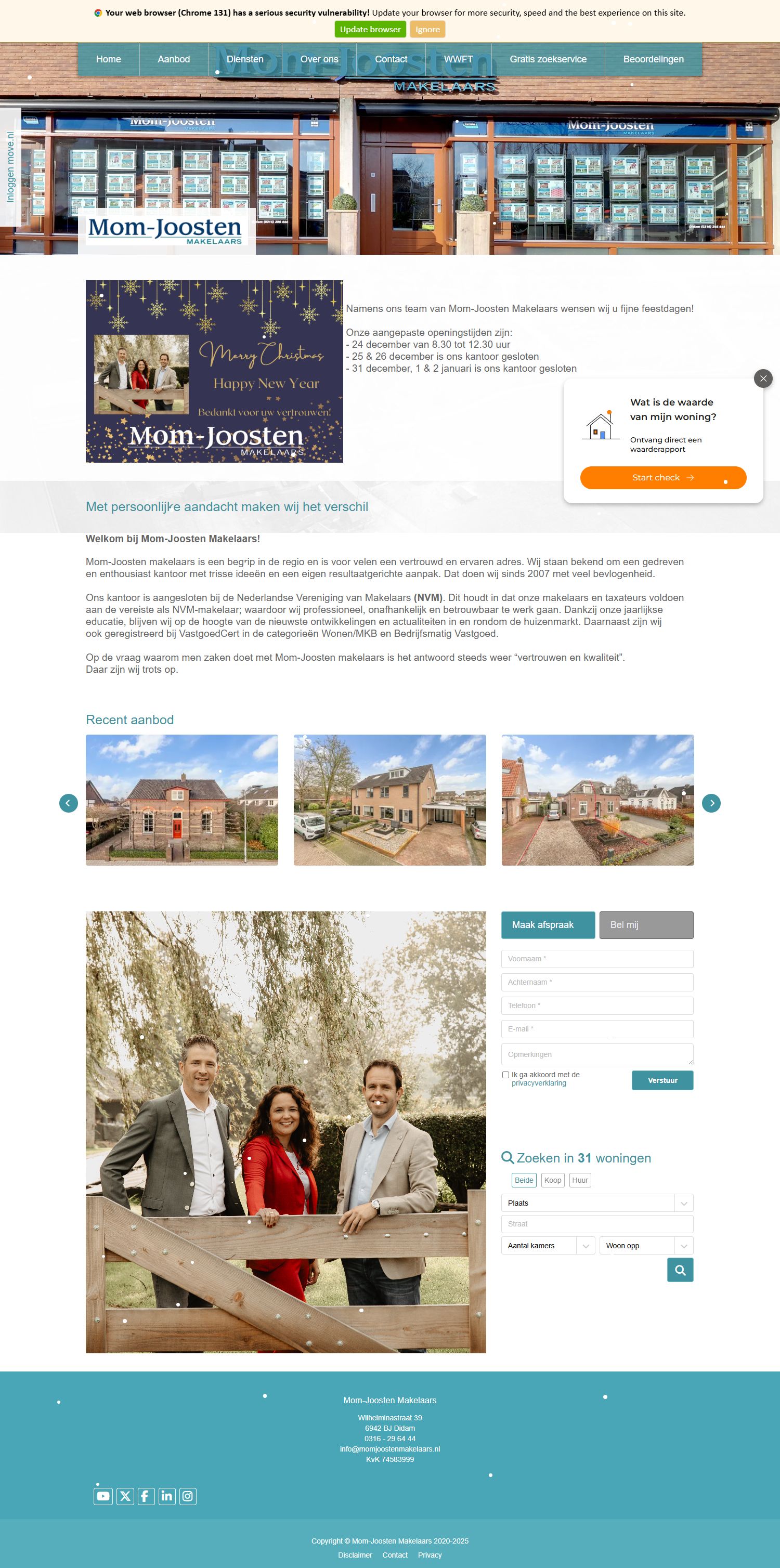 Screenshot der Website von www.momjoostenmakelaars.nl