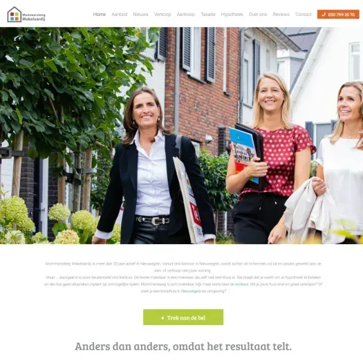 Screenshot van de website van www.mommersteegmakelaardij.nl