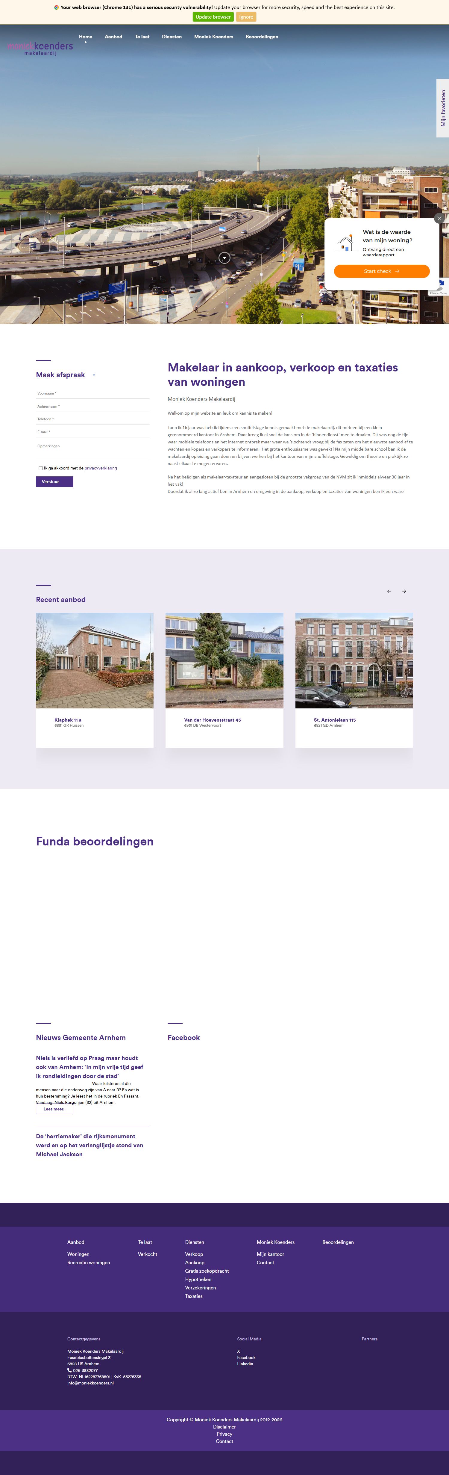 Screenshot der Website von www.moniekkoenders.nl