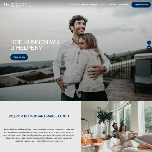 Screenshot of the website of www.montanamakelaardij.nl