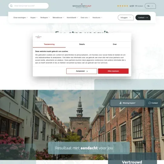 Screenshot van de website van www.mooijekindvleut.nl