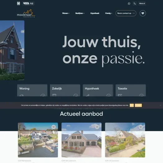 Capture d'écran du site web de www.moolenaarmakelaardij.nl