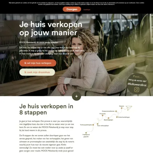 Screenshot of the website of www.moosmakelaardij.nl