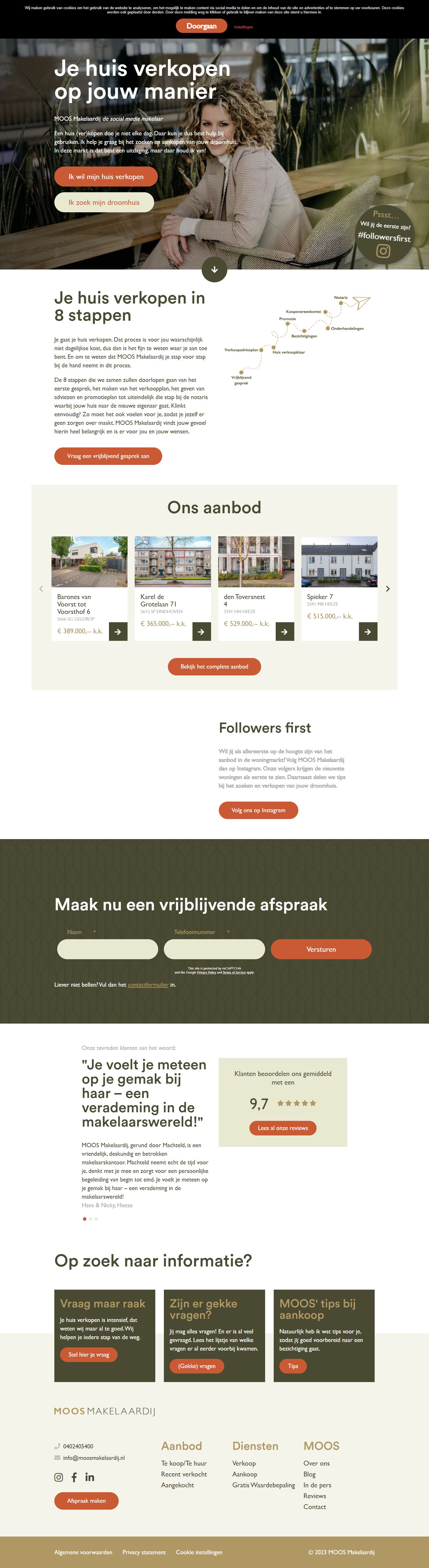 Screenshot der Website von www.moosmakelaardij.nl
