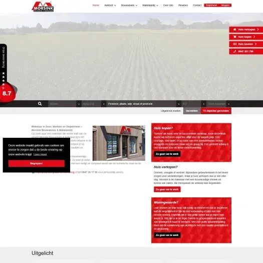 Screenshot van de website van www.morsink.nl