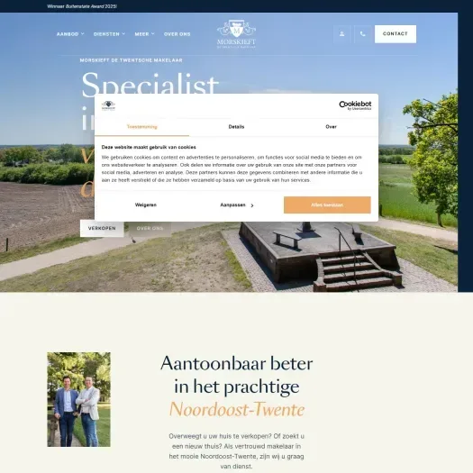 Screenshot van de website van www.morskieftmakelaar.nl