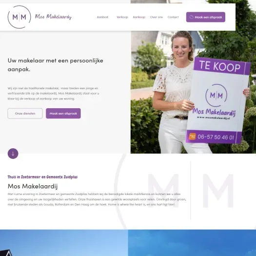 Screenshot of the website of www.mosmakelaardij.nl