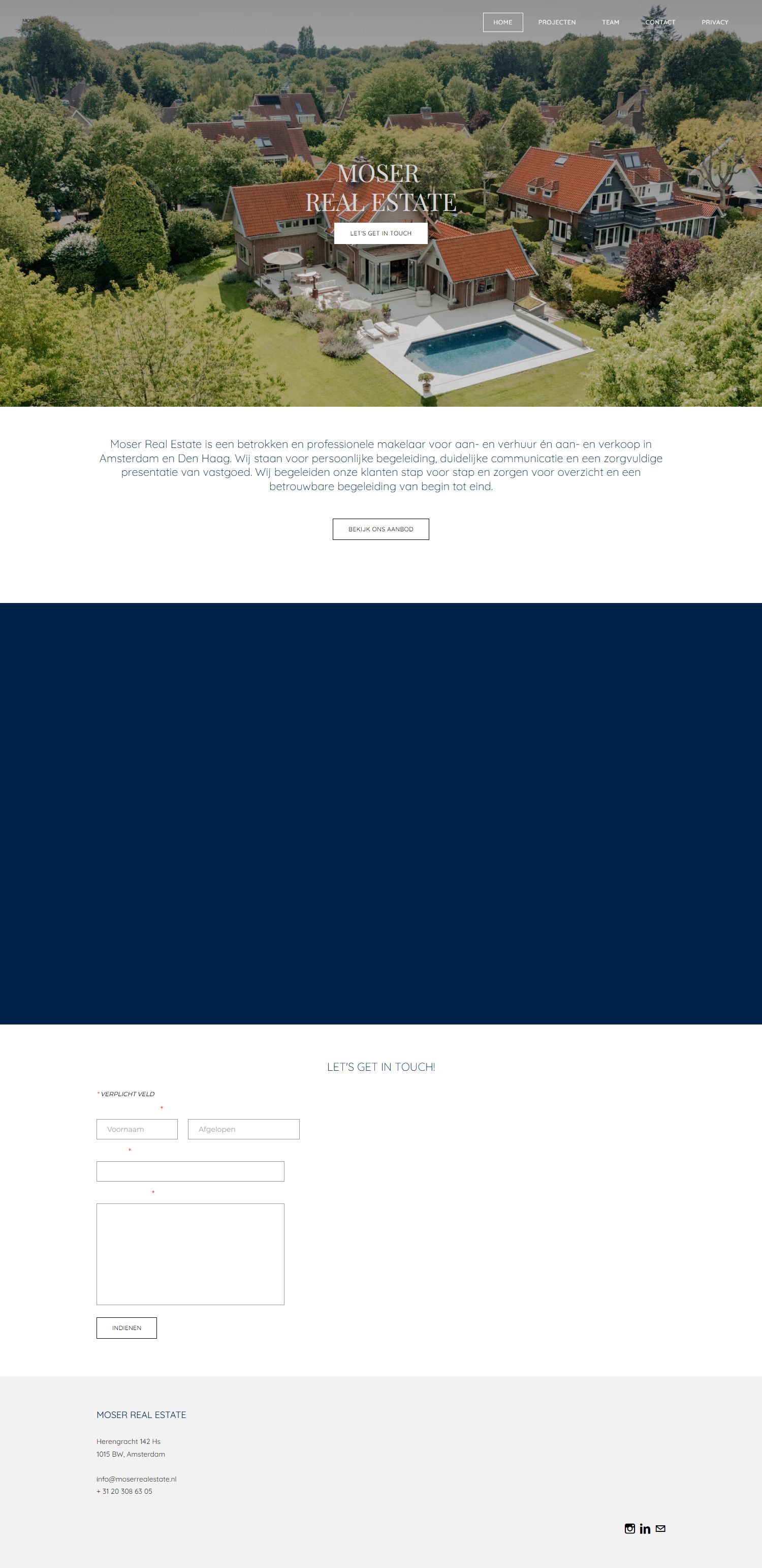 Screenshot der Website von www.moserrealestate.nl