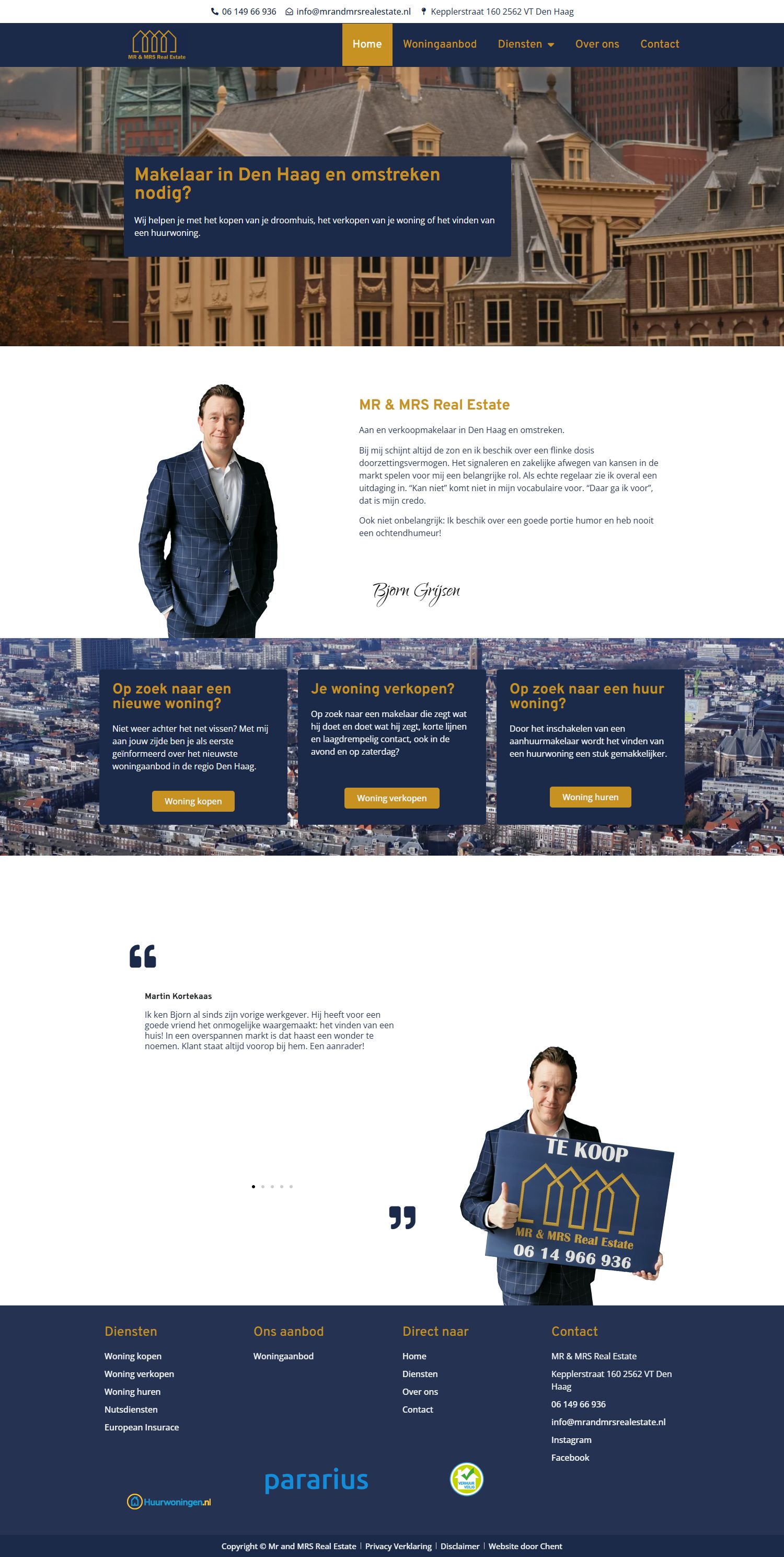 Screenshot of the website of www.mrandmrsrealestate.nl