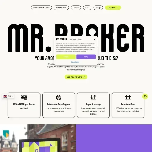 Screenshot van de website van www.mrbroker.nl