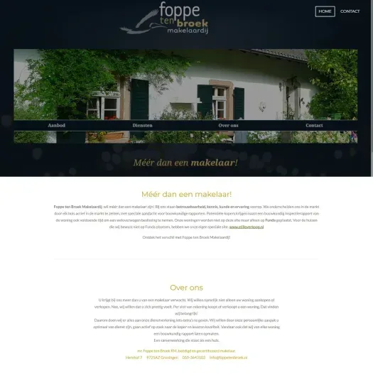 Screenshot van de website van www.foppetenbroek.nl