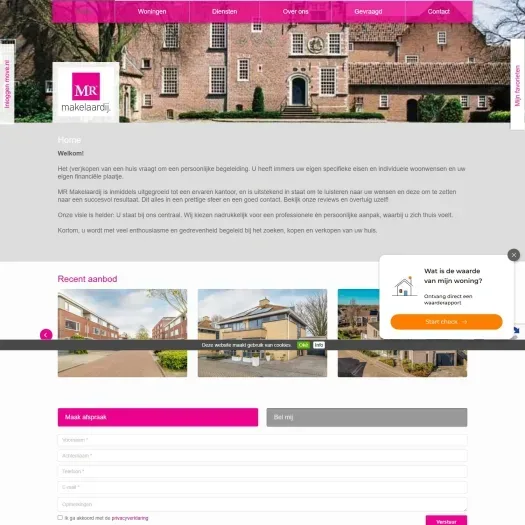 Screenshot van de website van www.mrmakelaardij.nl
