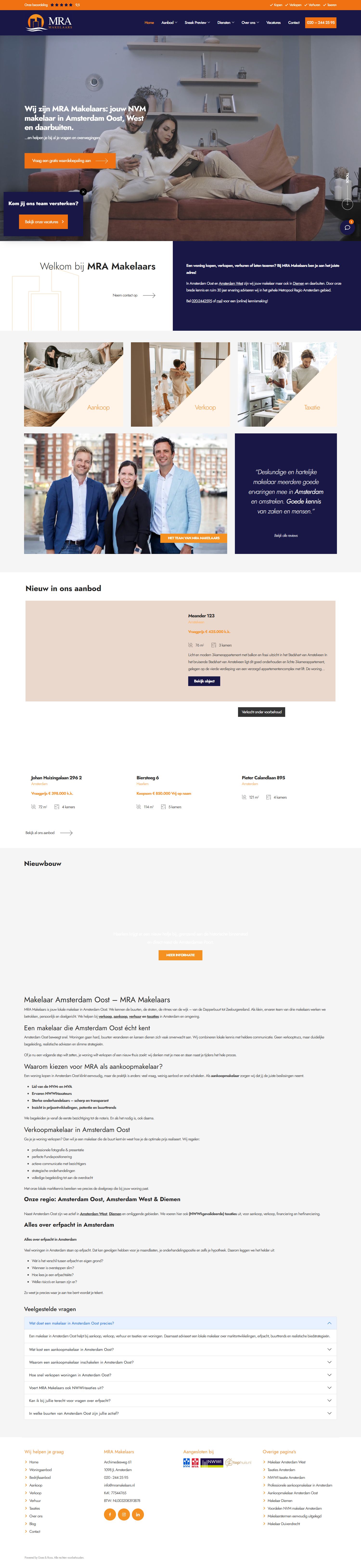 Screenshot der Website von www.mra-makelaars.nl