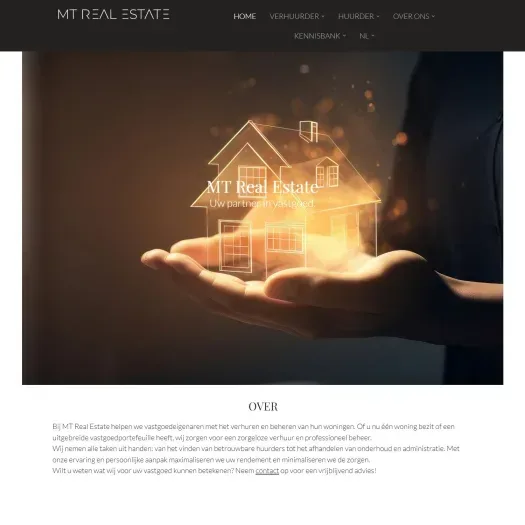 Screenshot van de website van mtrealestate.nl
