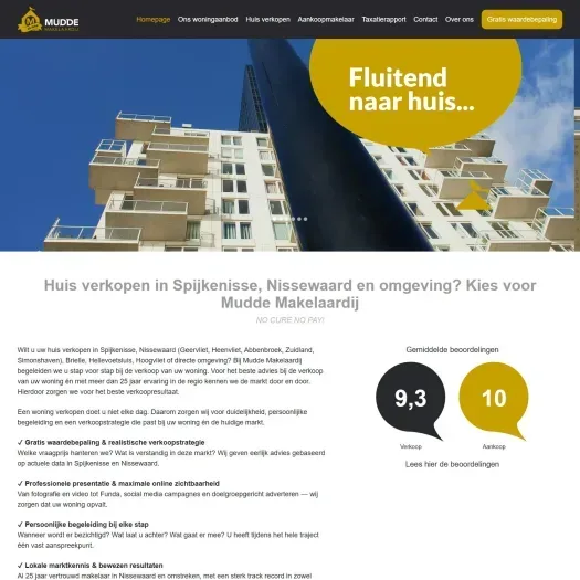 Screenshot van de website van www.mudde-makelaardij.nl