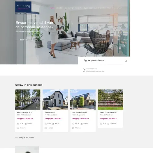 Screenshot van de website van www.mulderijmakelaardij.nl