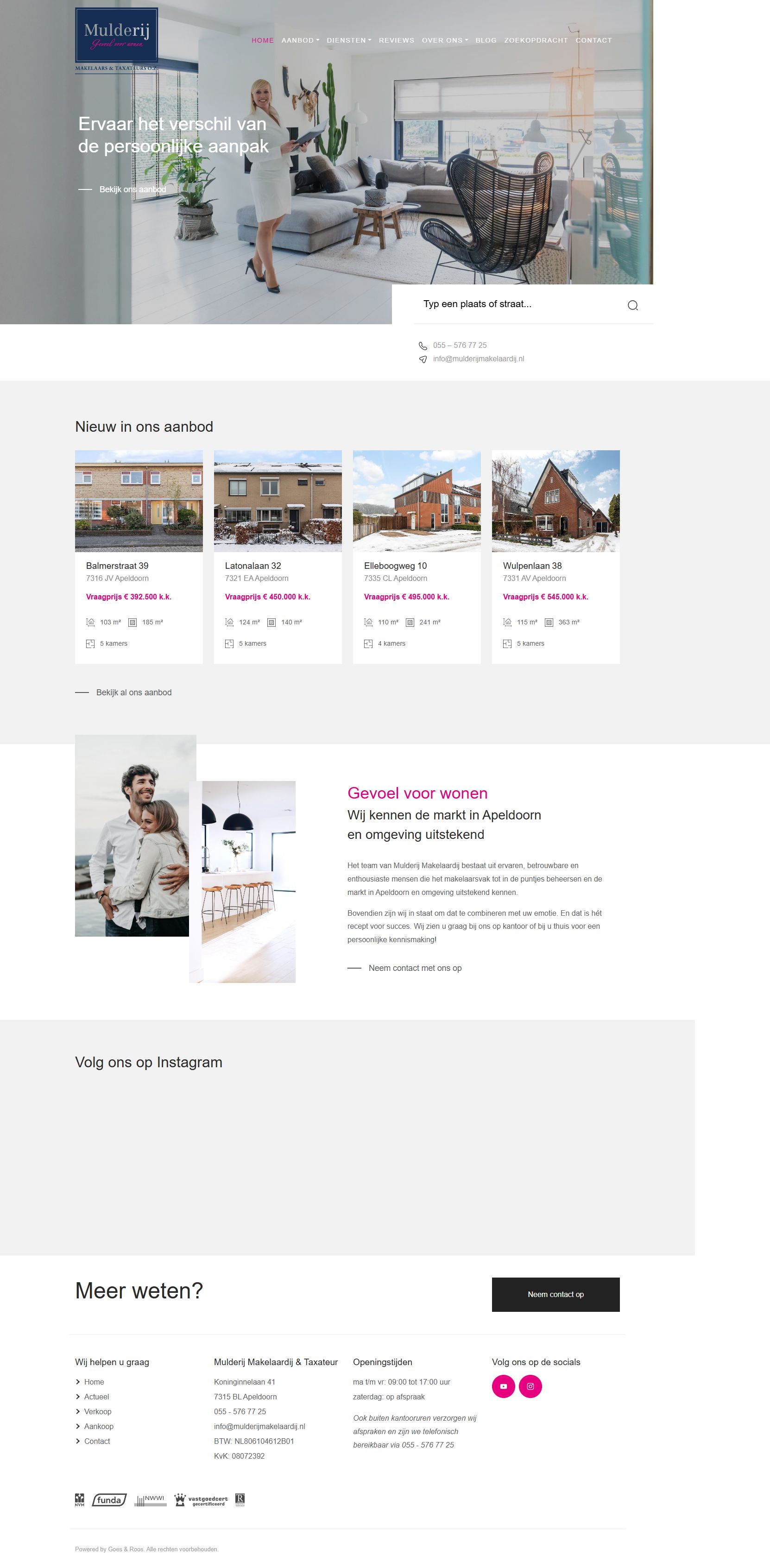 Screenshot der Website von www.mulderijmakelaardij.nl