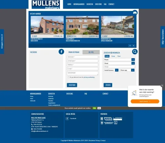 Screenshot van de website van www.mullensmakelaars.nl