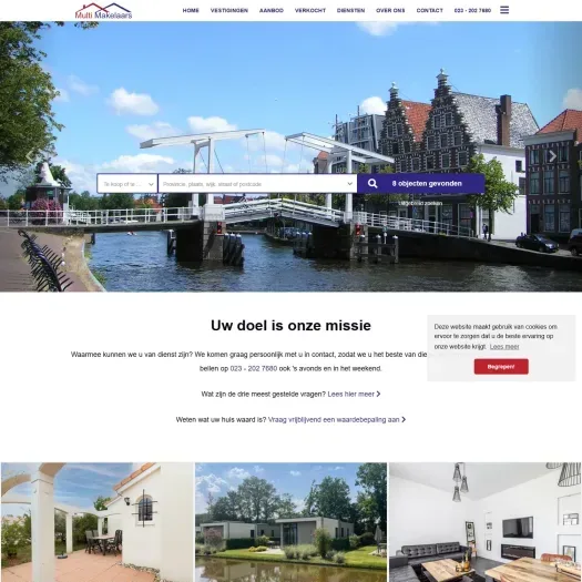 Screenshot van de website van www.multimakelaars.nl