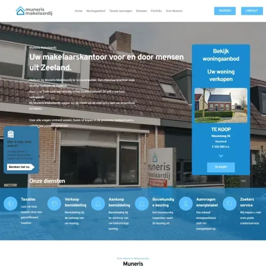 Screenshot of the website of www.munerismakelaardij.nl