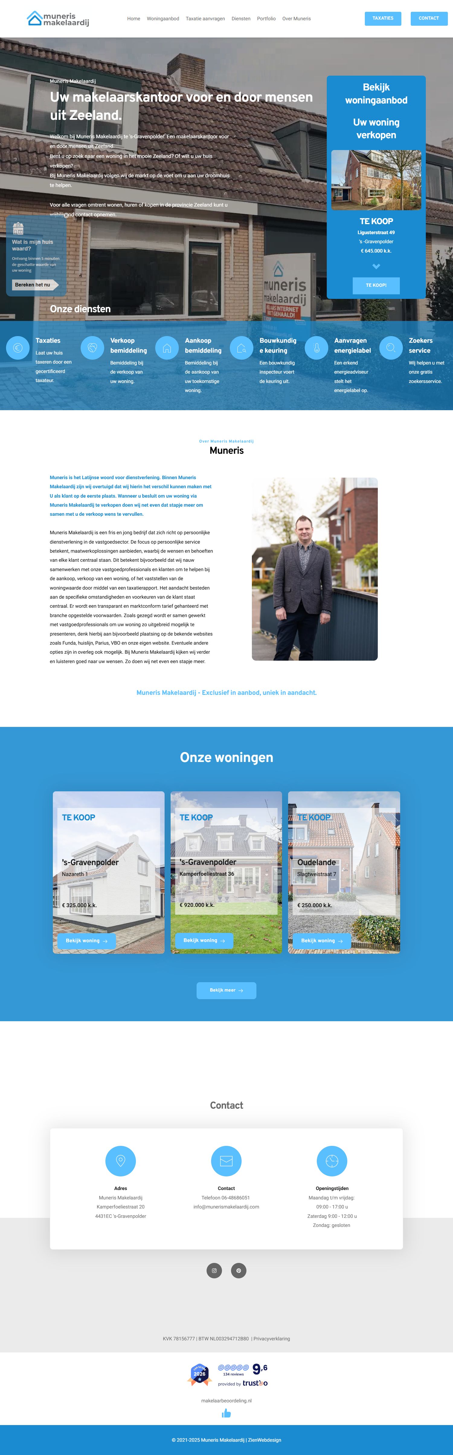 Screenshot der Website von www.munerismakelaardij.nl