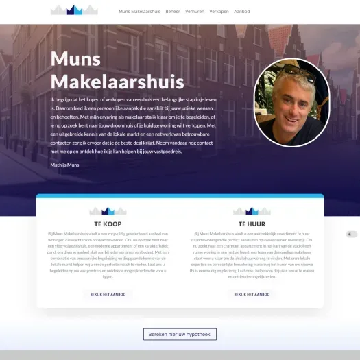 Screenshot van de website van www.munsmakelaarshuis.nl
