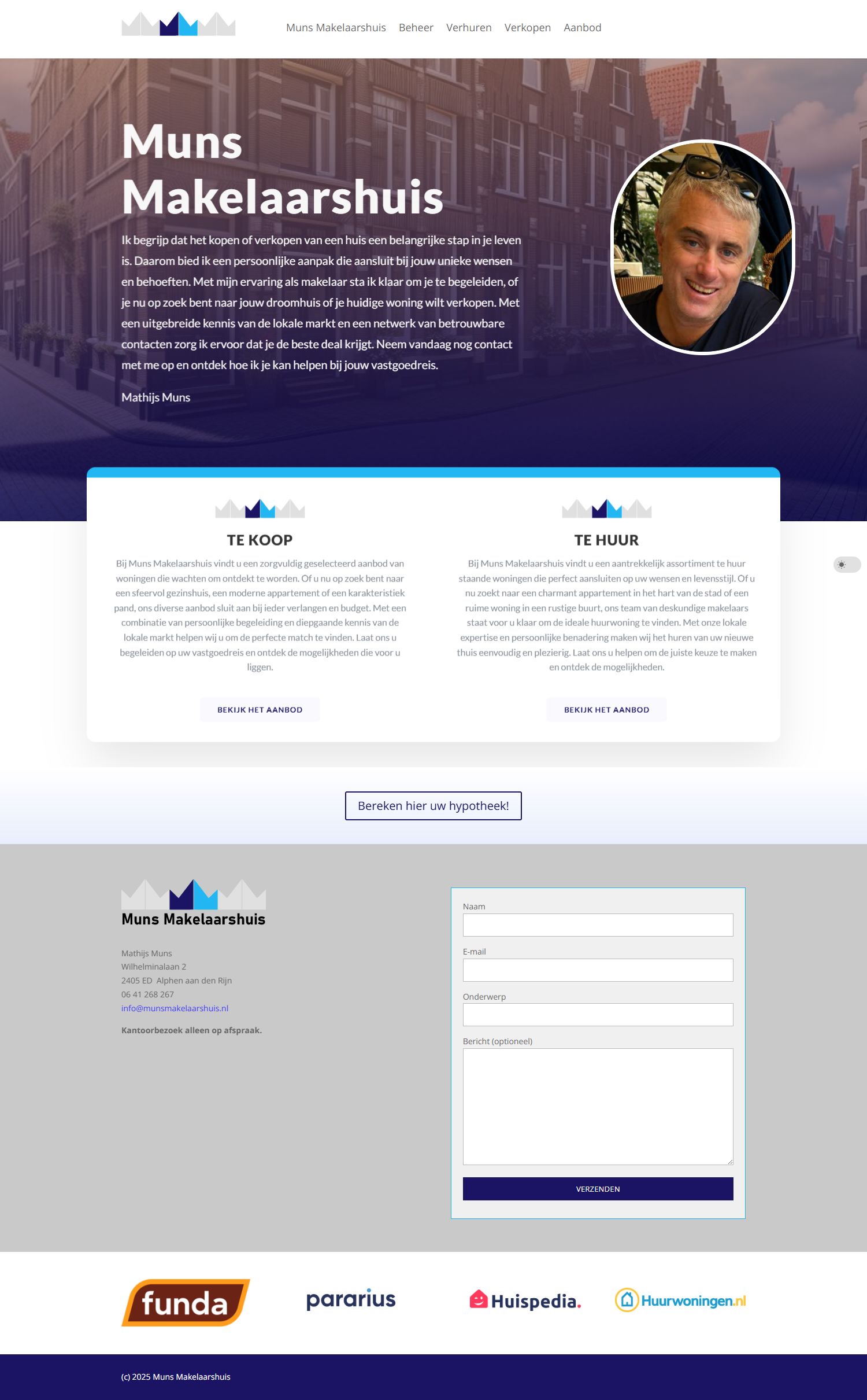 Screenshot der Website von www.munsmakelaarshuis.nl