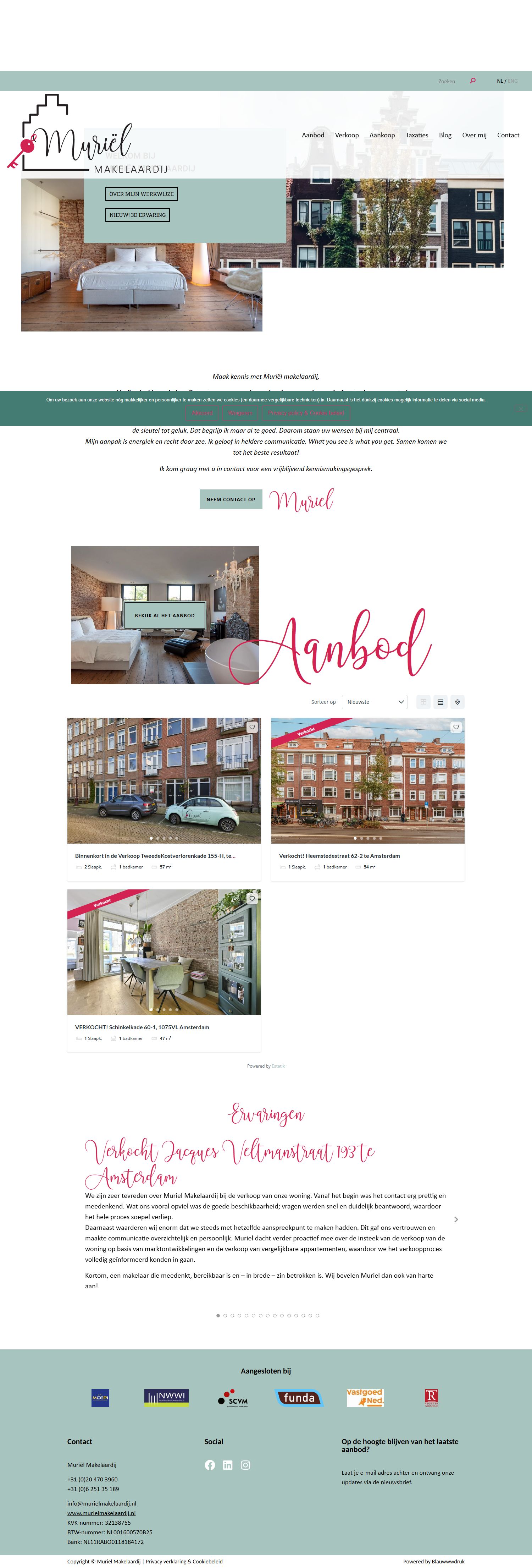 Screenshot of the website of www.murielmakelaardij.nl