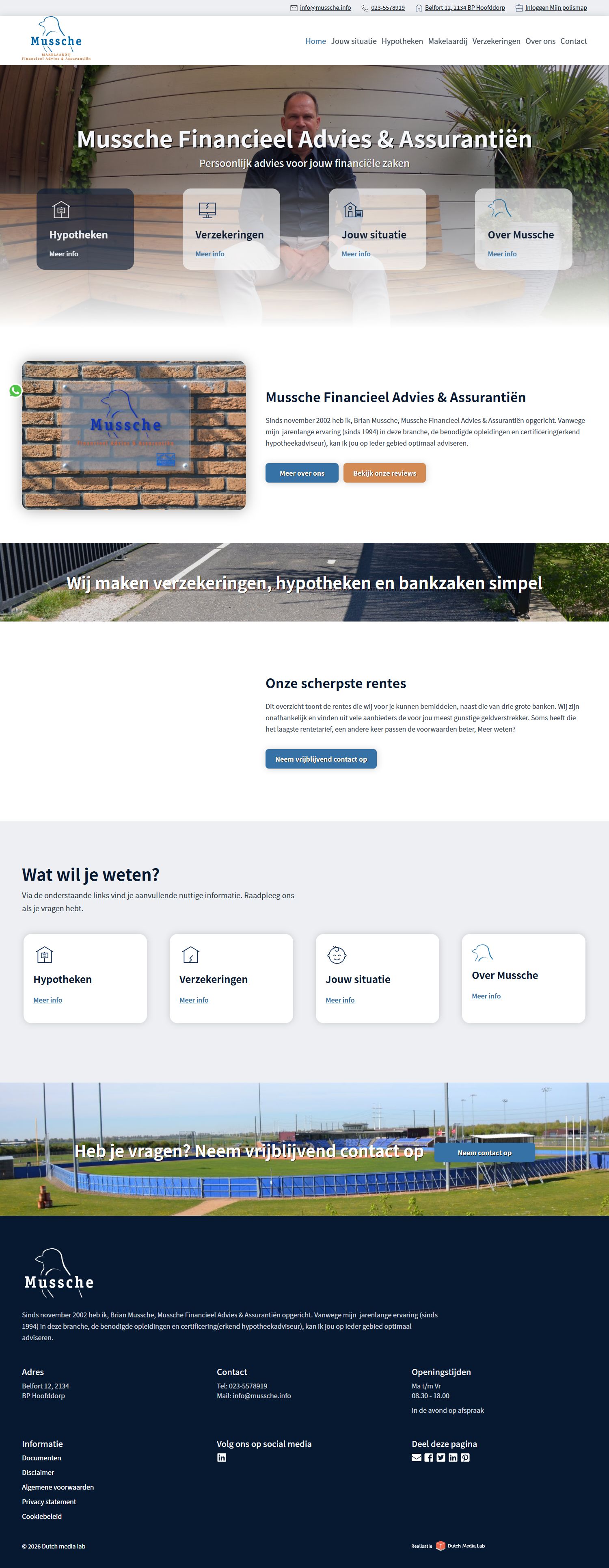 Screenshot van de website van www.mussche.info