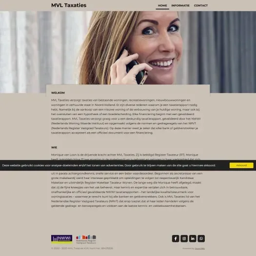 Screenshot van de website van www.mvltaxaties.nl
