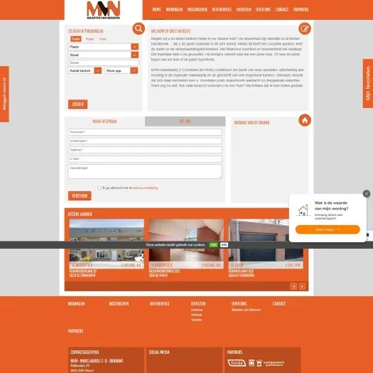 Screenshot van de website van www.mvn-makelaardij.nl