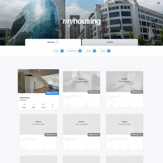 Screenshot van de website van www.myhousing.nl
