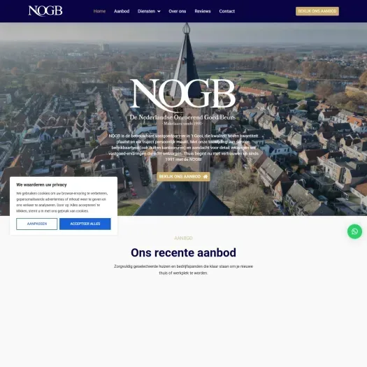 Screenshot van de website van www.nogb.nl