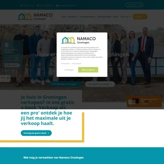 Screenshot van de website van www.namaco-groningen.nl