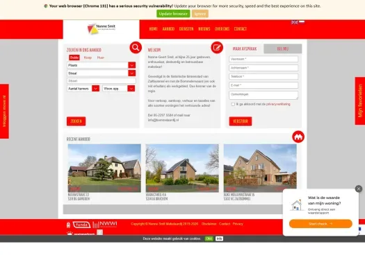 Screenshot van de website van nannesmitmakelaardij.nl