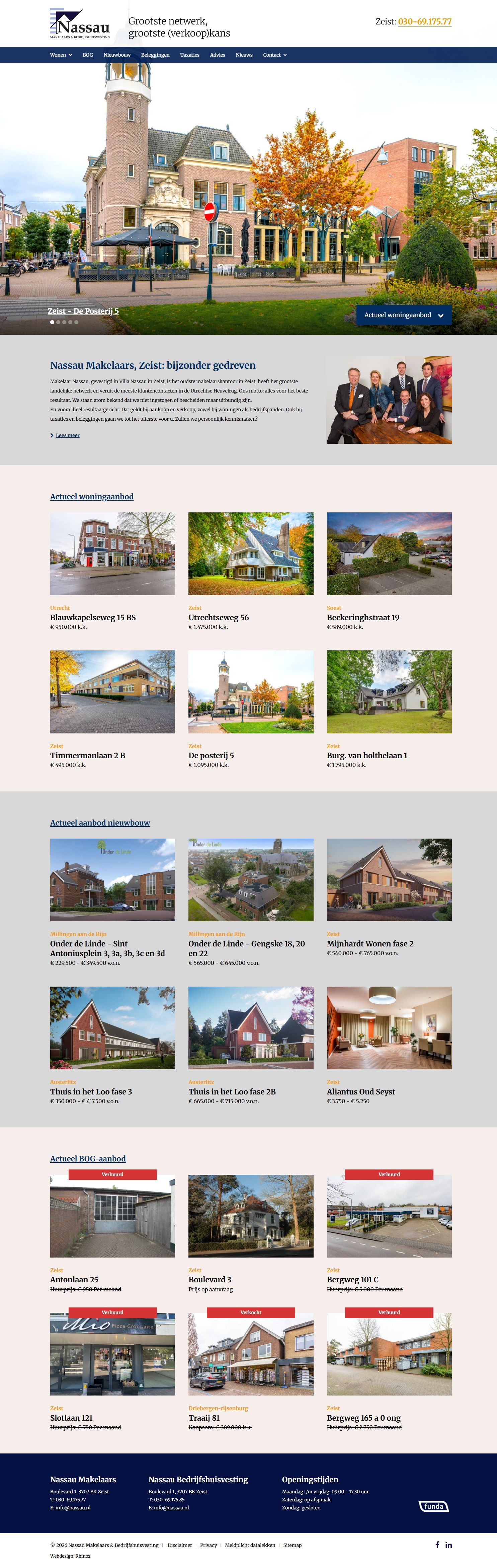 Screenshot der Website von www.nassau.nl