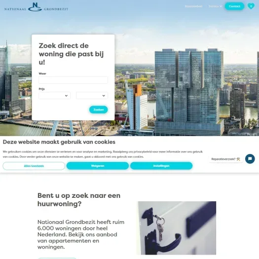 Screenshot of the website of www.nationaalgrondbezit.nl