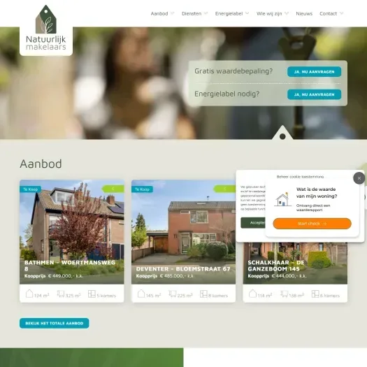 Screenshot van de website van www.natuurlijkmakelaars.nl