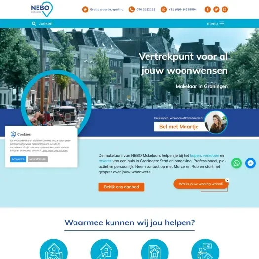 Screenshot van de website van www.nebomakelaars.nl