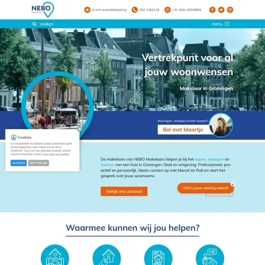 Screenshot of the website of www.nebomakelaars.nl