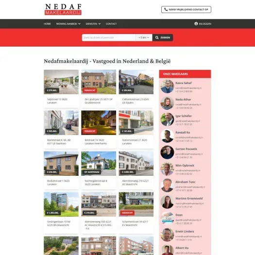 Screenshot der Website von www.nedafmakelaardij.nl