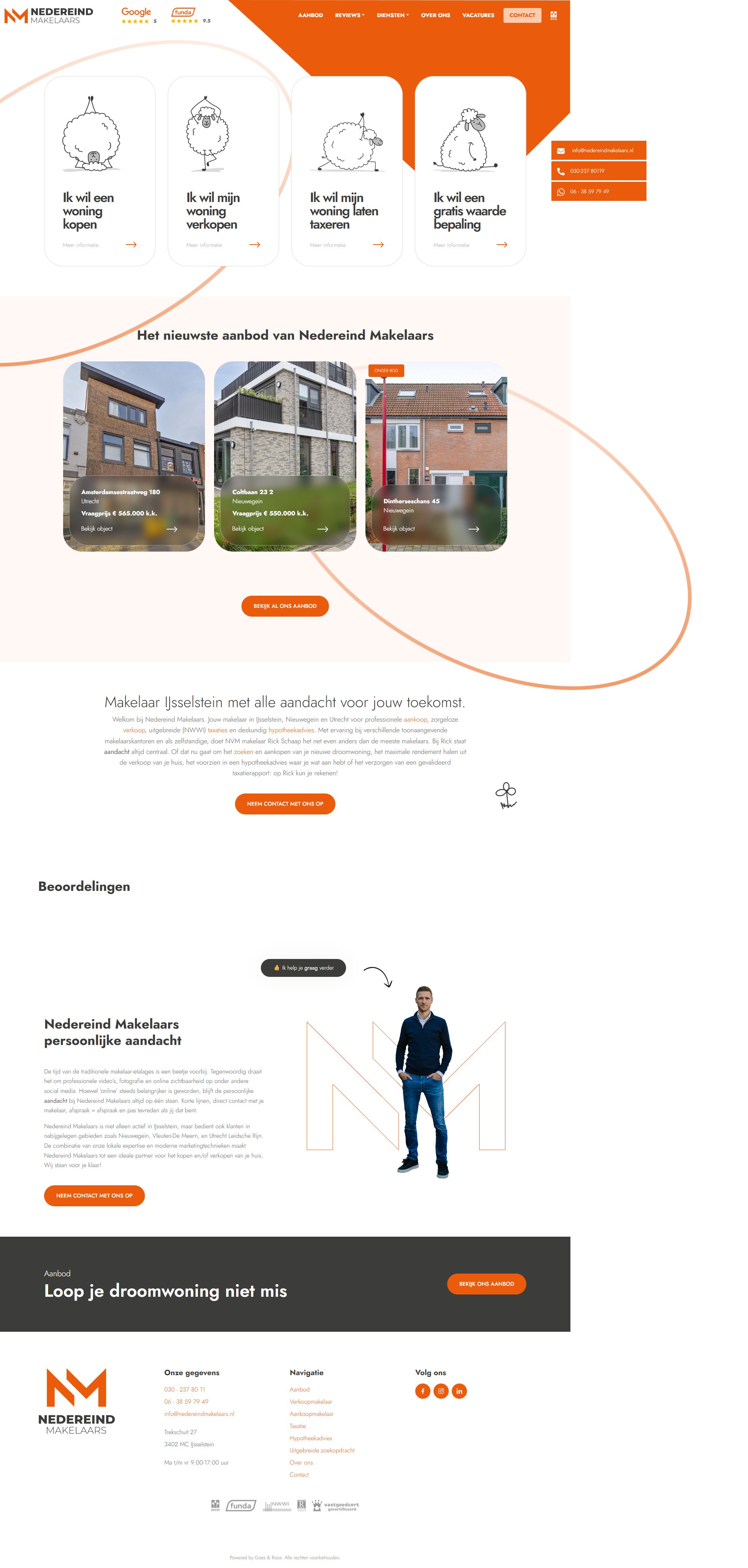 Screenshot of the website of www.nedereindmakelaars.nl