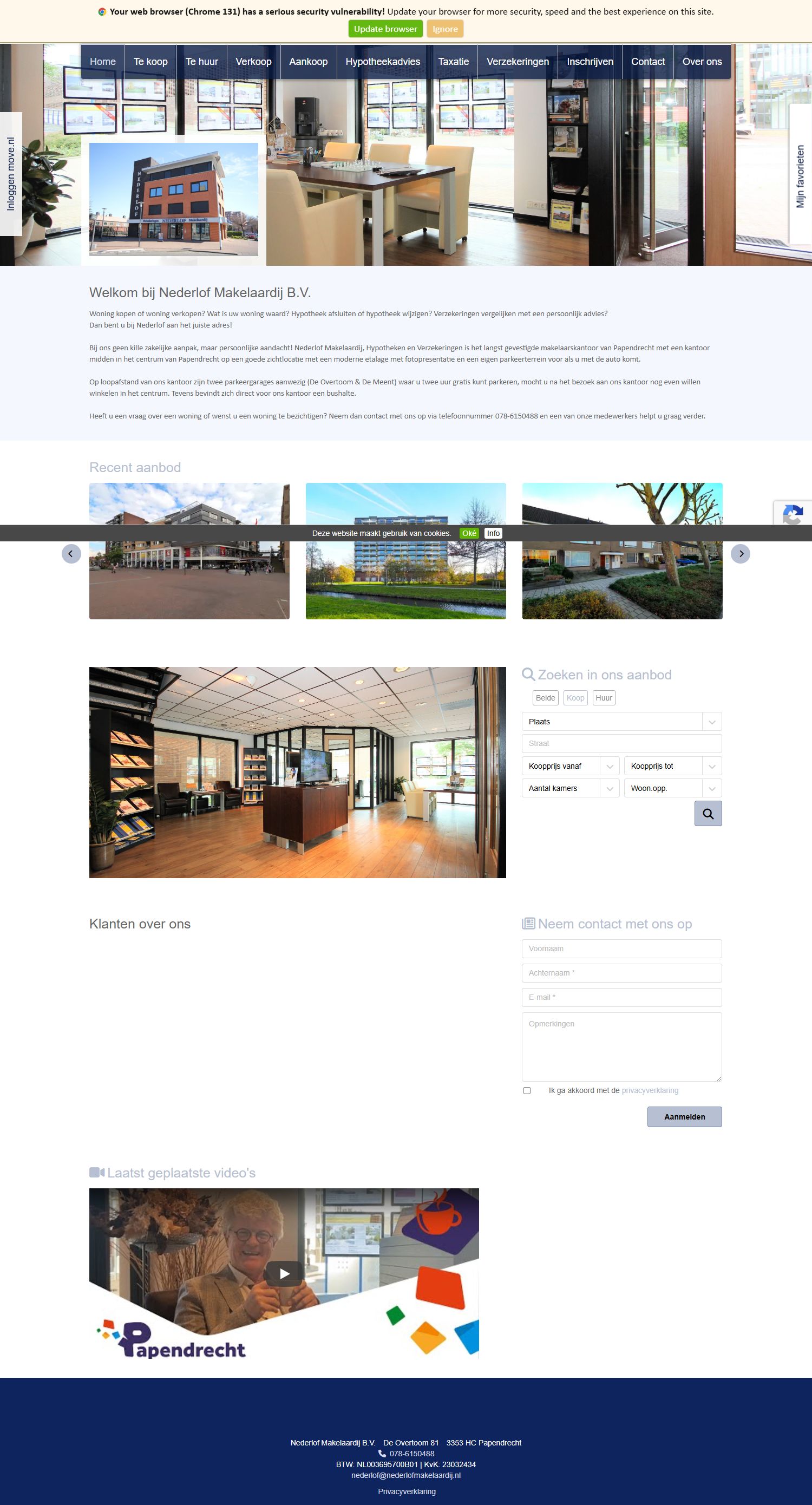 Screenshot der Website von www.nederlofmakelaardij.nl