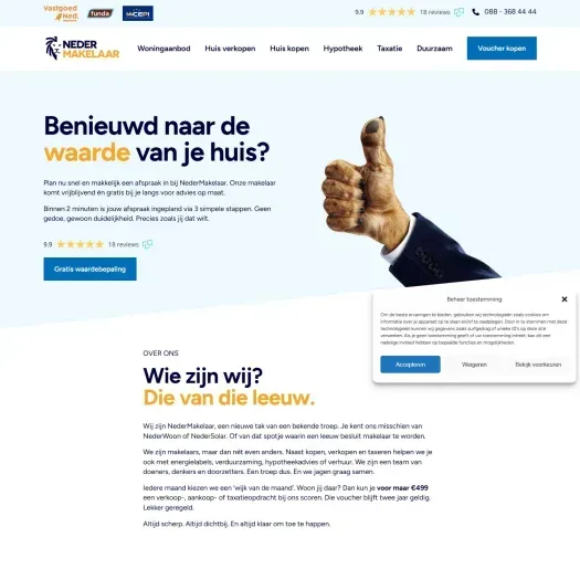 Screenshot of the website of www.nedermakelaar.nl